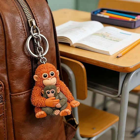 Monkey Hugging Monkey Keychain -Gift For Family, Friends, Loved Ones💋