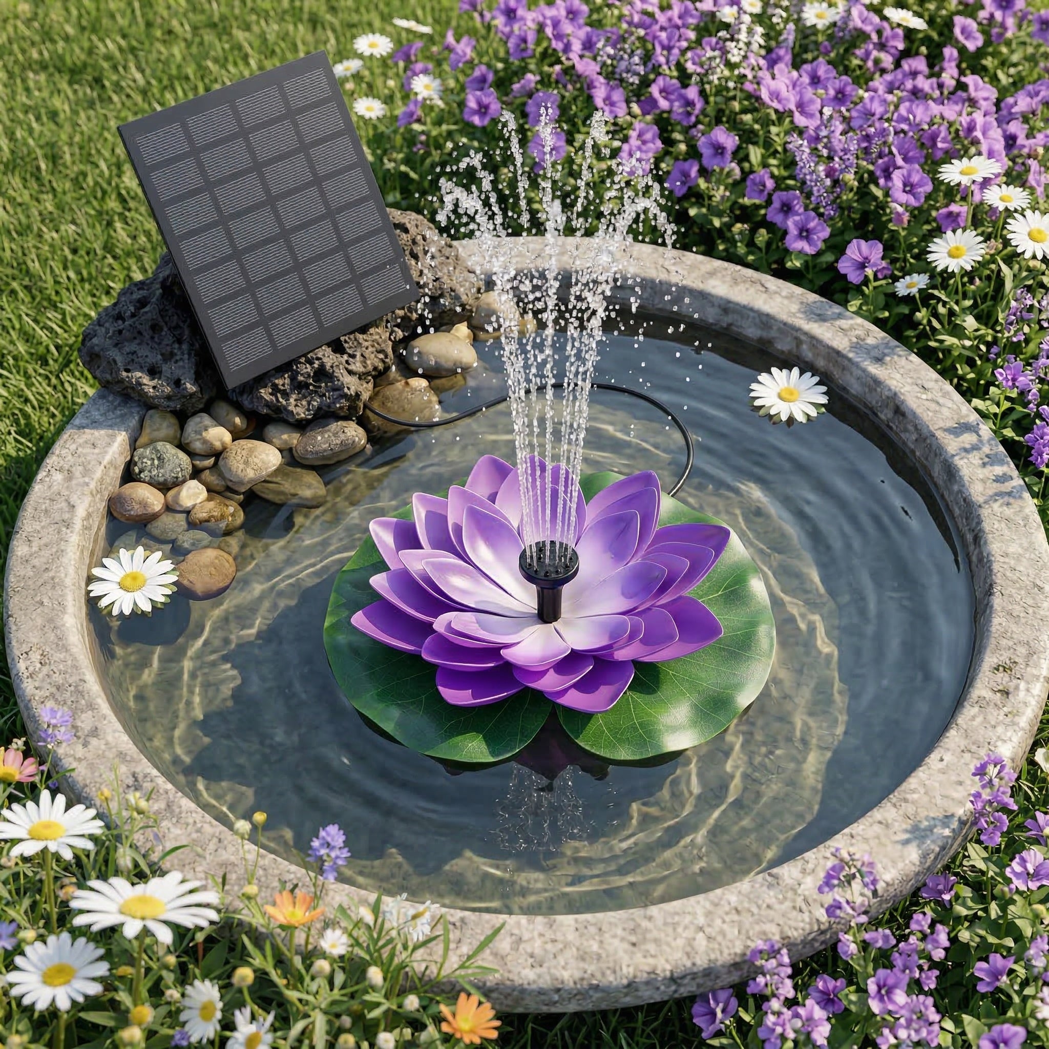 🔥Hot Sale 50% OFF🔥 Solar Lotus Bird Bath Fountain