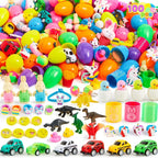 Easter Egg Hunt Set - Prefilled Eggs with Toys & Stickers (36-200 Pcs) | Kids Party Favors, Basket Stuffers & Classroom Prizes