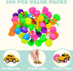 Easter Egg Hunt Set - Prefilled Eggs with Toys & Stickers (36-200 Pcs) | Kids Party Favors, Basket Stuffers & Classroom Prizes