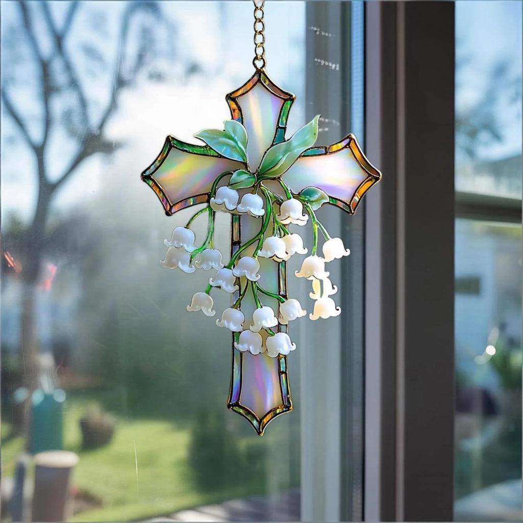 🔥Last Day 49% OFF - Hand-Painted Lily of the Valley Cross Pendant