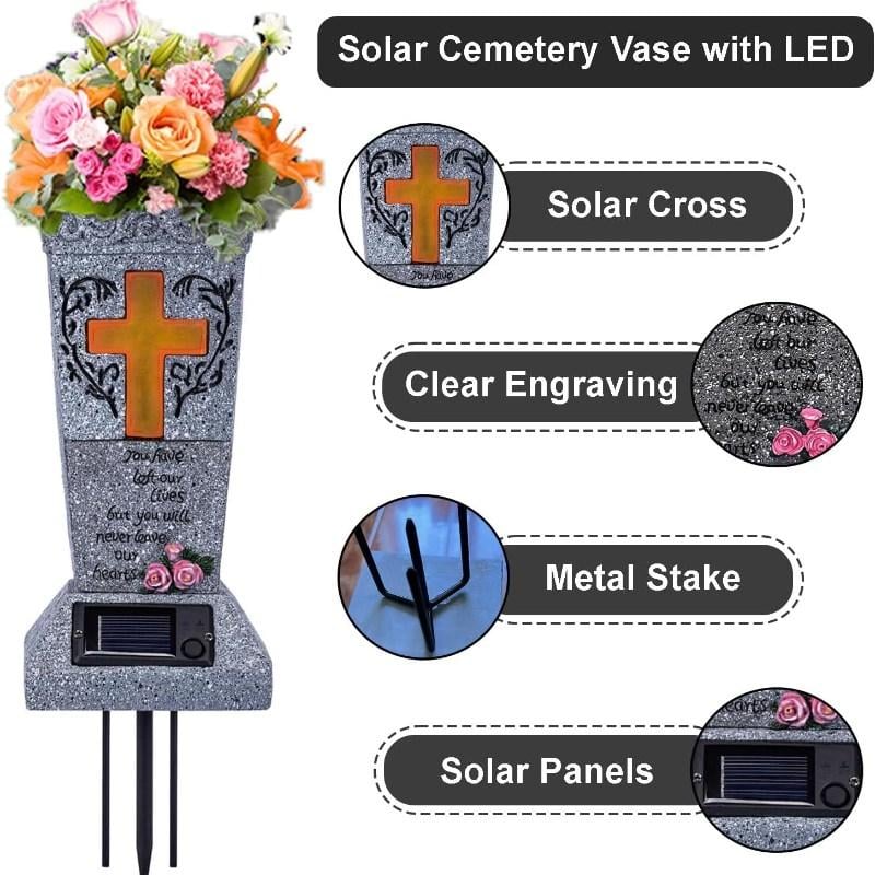 ✨2026 Spring Special Offer 49% OFF💐🕯️Solar-powered Cross Angel Flowerpot Cemetery Vase