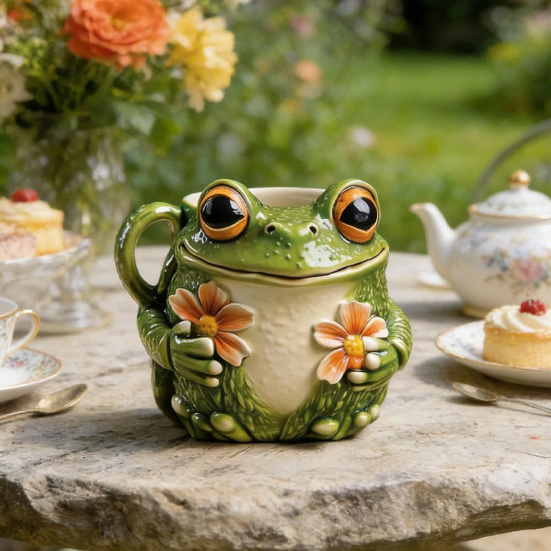 🏆 30K+ SOLD（Mug collector）🐸 Cute Frog Flower Mug