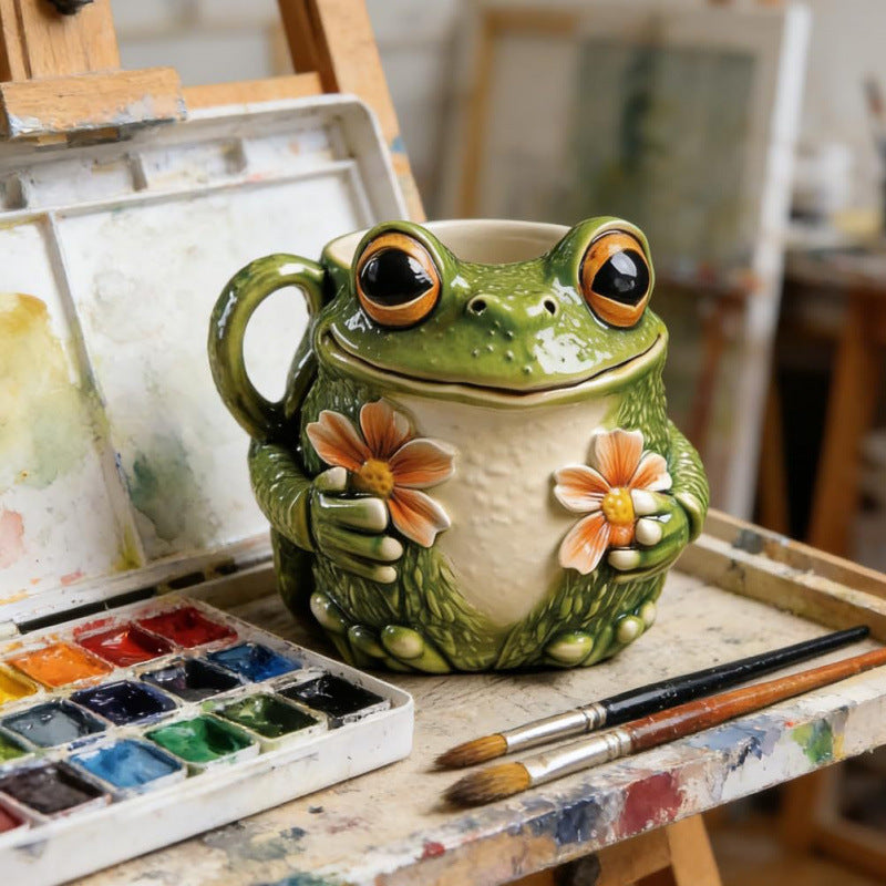🏆 30K+ SOLD（Mug collector）🐸 Cute Frog Flower Mug