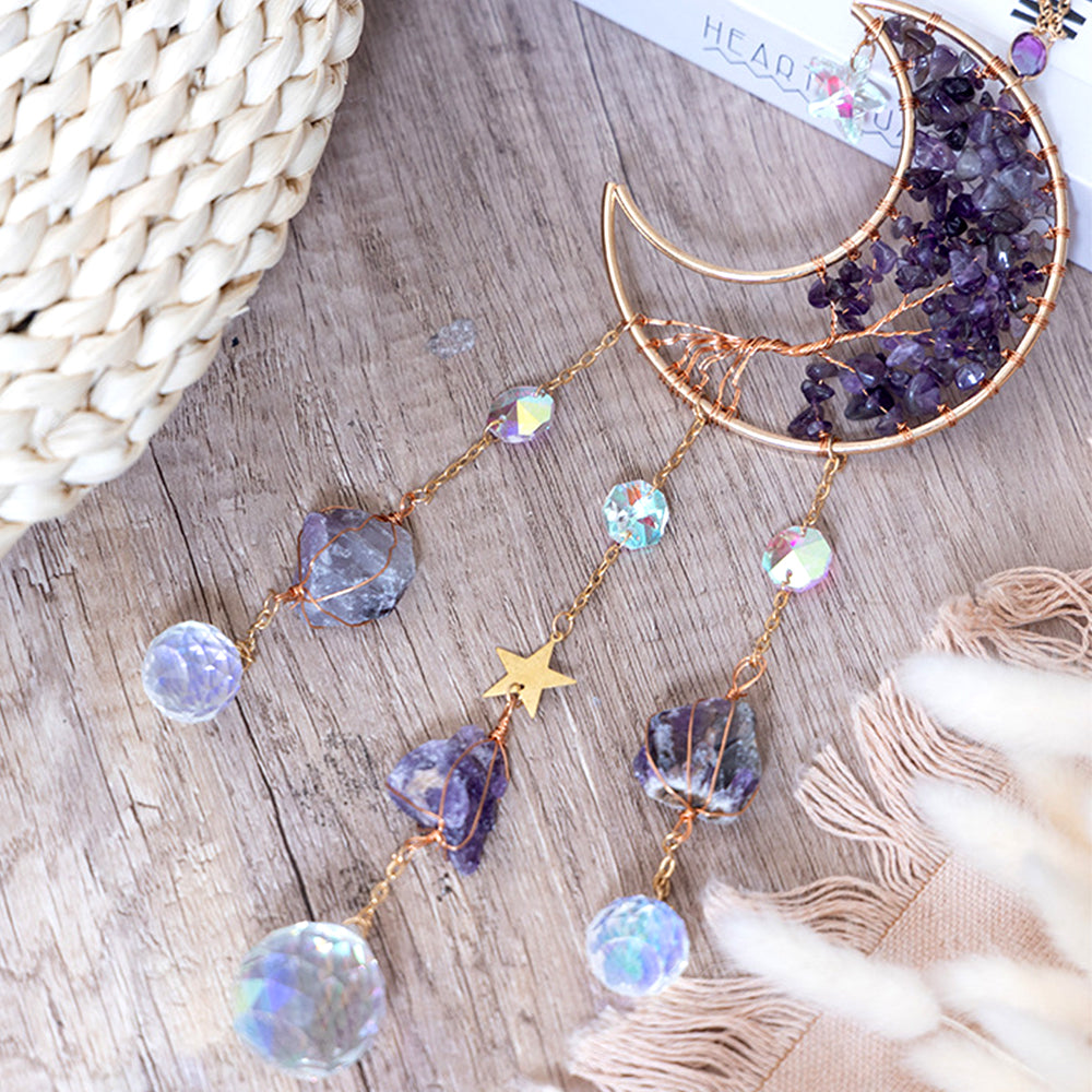 Moon Shape Tree of Life Sun Catcher Wind Chime