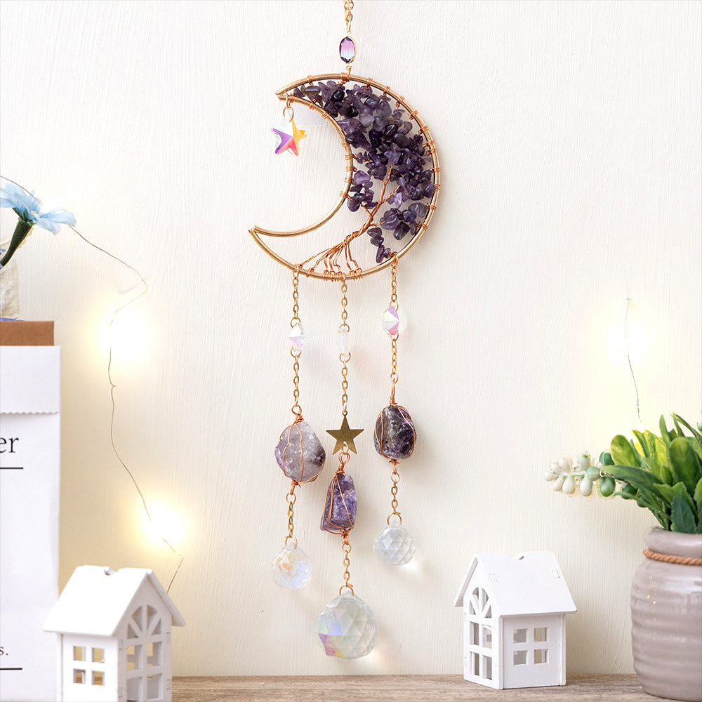 Moon Shape Tree of Life Sun Catcher Wind Chime