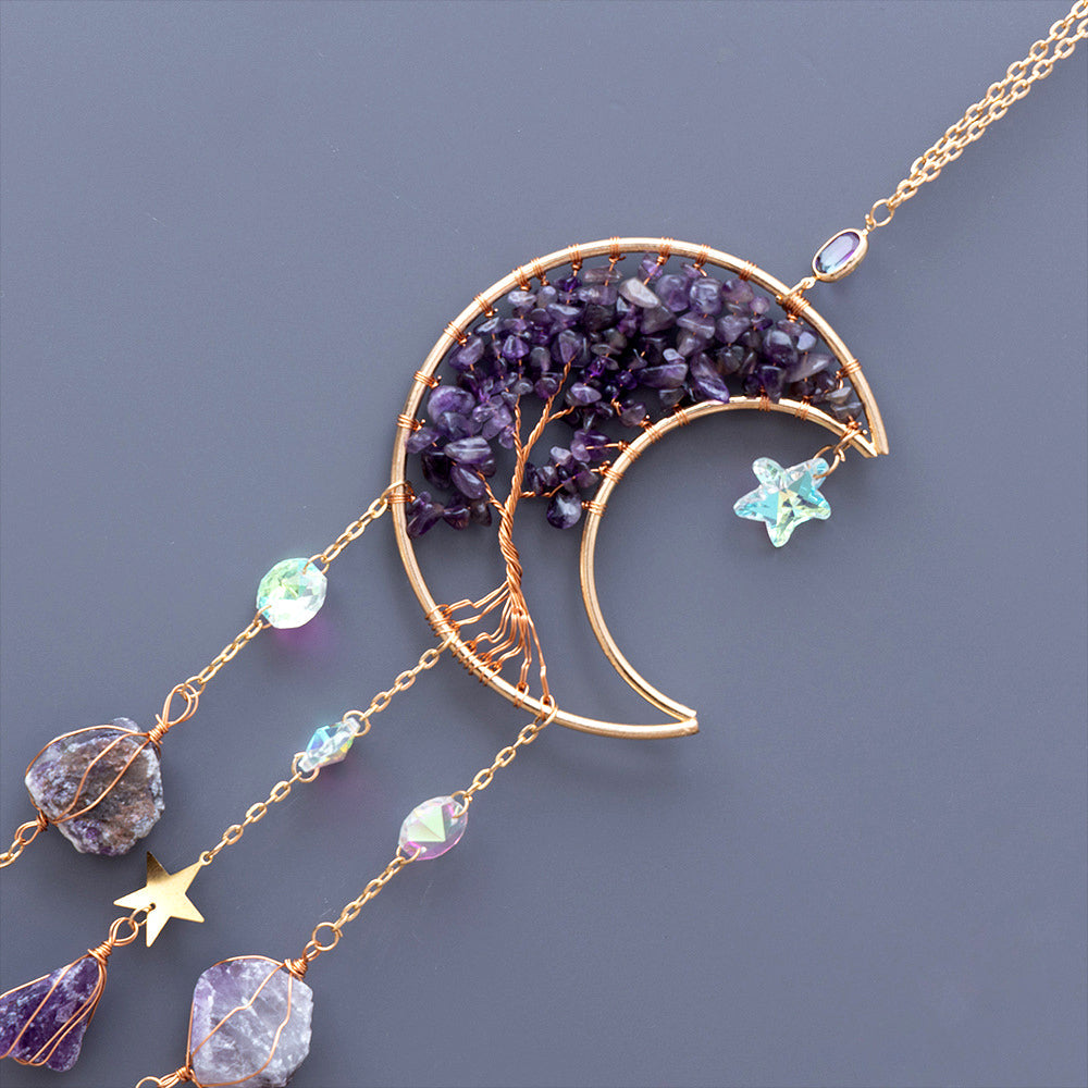 Moon Shape Tree of Life Sun Catcher Wind Chime