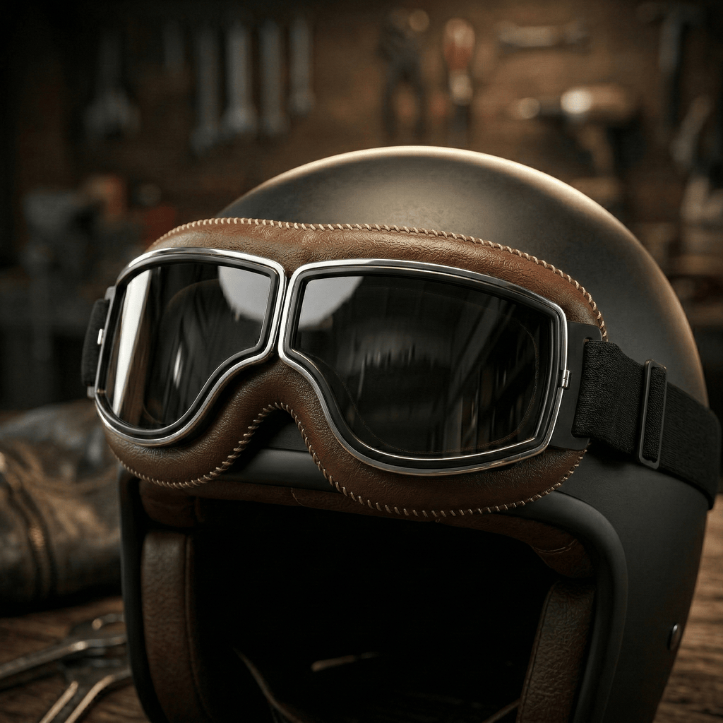 🔥Last Day 49% OFF - 🛠️🏍️OTG Vintage Motorcycle Goggles🕶️ - Fits Over Prescription Glasses, Soft Padded Retro Riding Glasses with Anti-Slip Strap & UV400