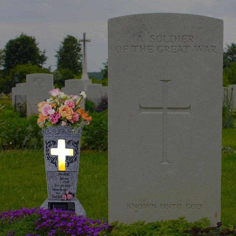 ✨2026 Spring Special Offer 49% OFF💐🕯️Solar-powered Cross Angel Flowerpot Cemetery Vase