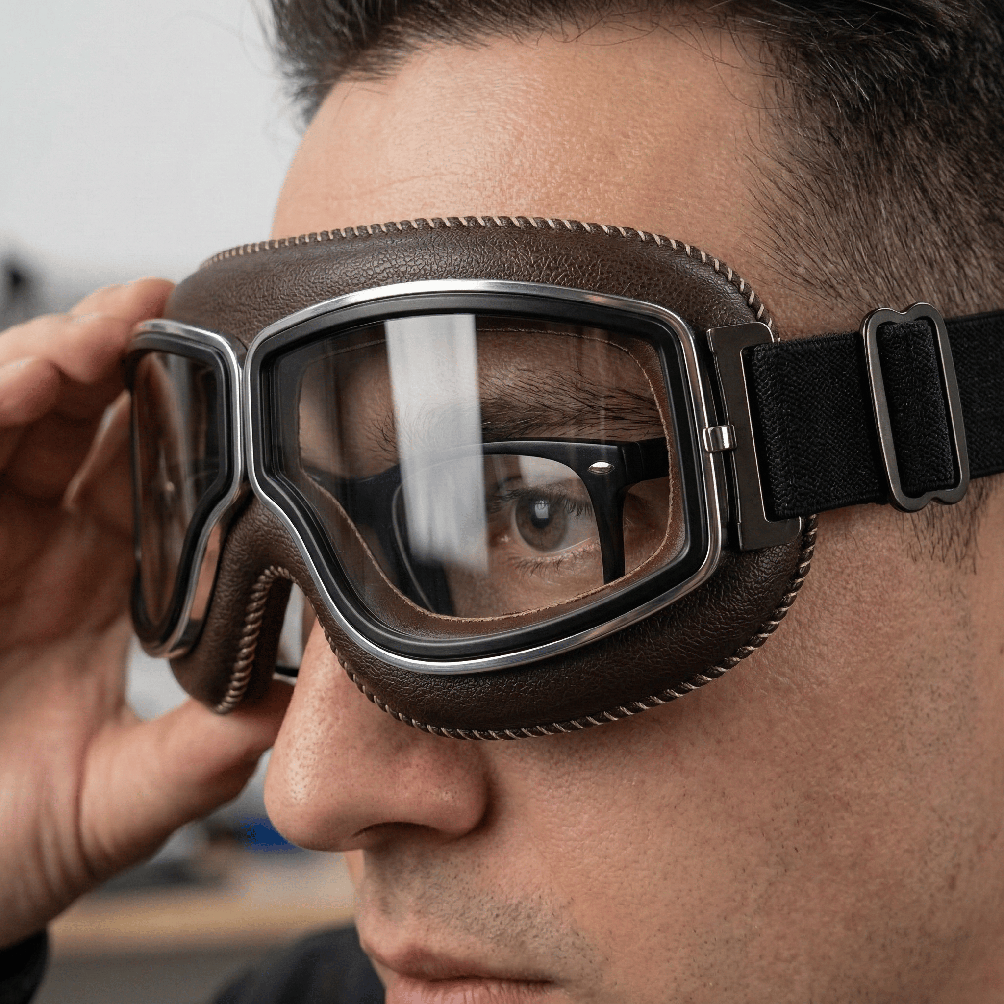 🔥Last Day 49% OFF - 🛠️🏍️OTG Vintage Motorcycle Goggles🕶️ - Fits Over Prescription Glasses, Soft Padded Retro Riding Glasses with Anti-Slip Strap & UV400