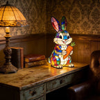 Stained Glass Bunny Table Lamp – Your Colorful Desk Companion