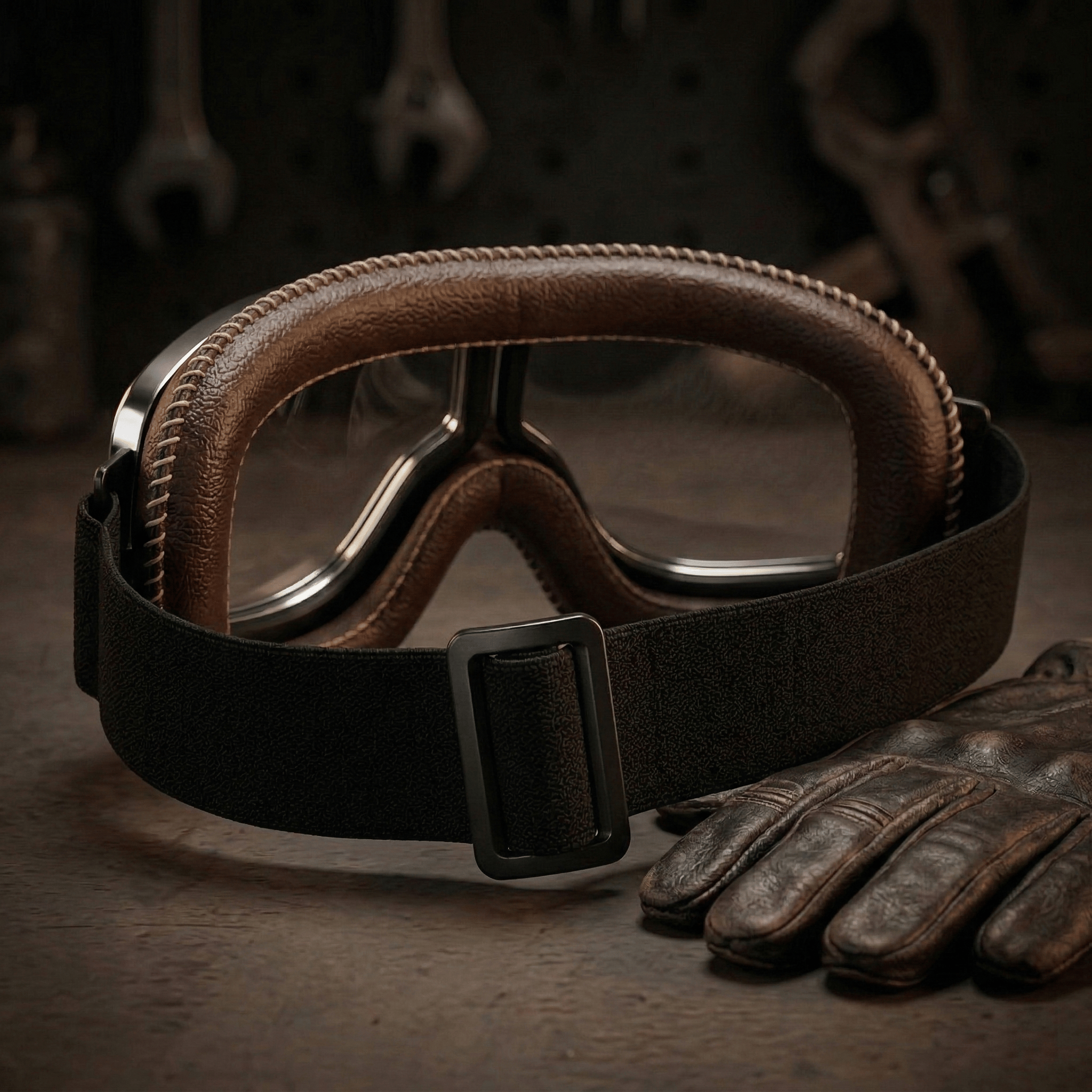 🔥Last Day 49% OFF - 🛠️🏍️OTG Vintage Motorcycle Goggles🕶️ - Fits Over Prescription Glasses, Soft Padded Retro Riding Glasses with Anti-Slip Strap & UV400