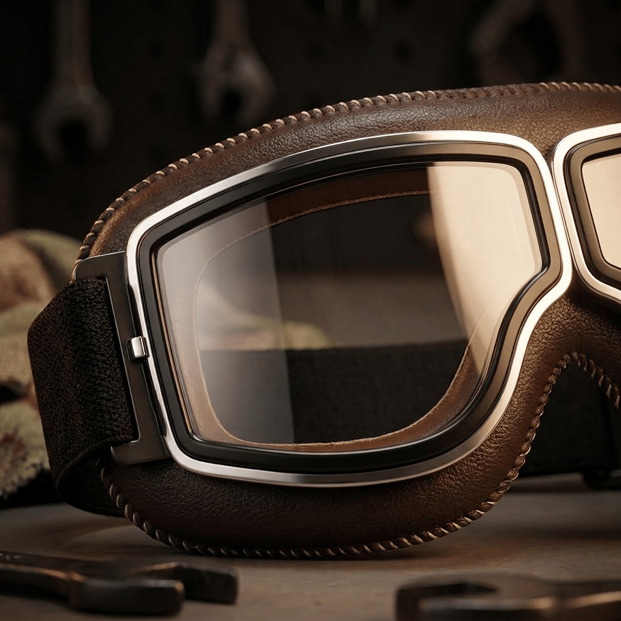 🔥Last Day 49% OFF - 🛠️🏍️OTG Vintage Motorcycle Goggles🕶️ - Fits Over Prescription Glasses, Soft Padded Retro Riding Glasses with Anti-Slip Strap & UV400